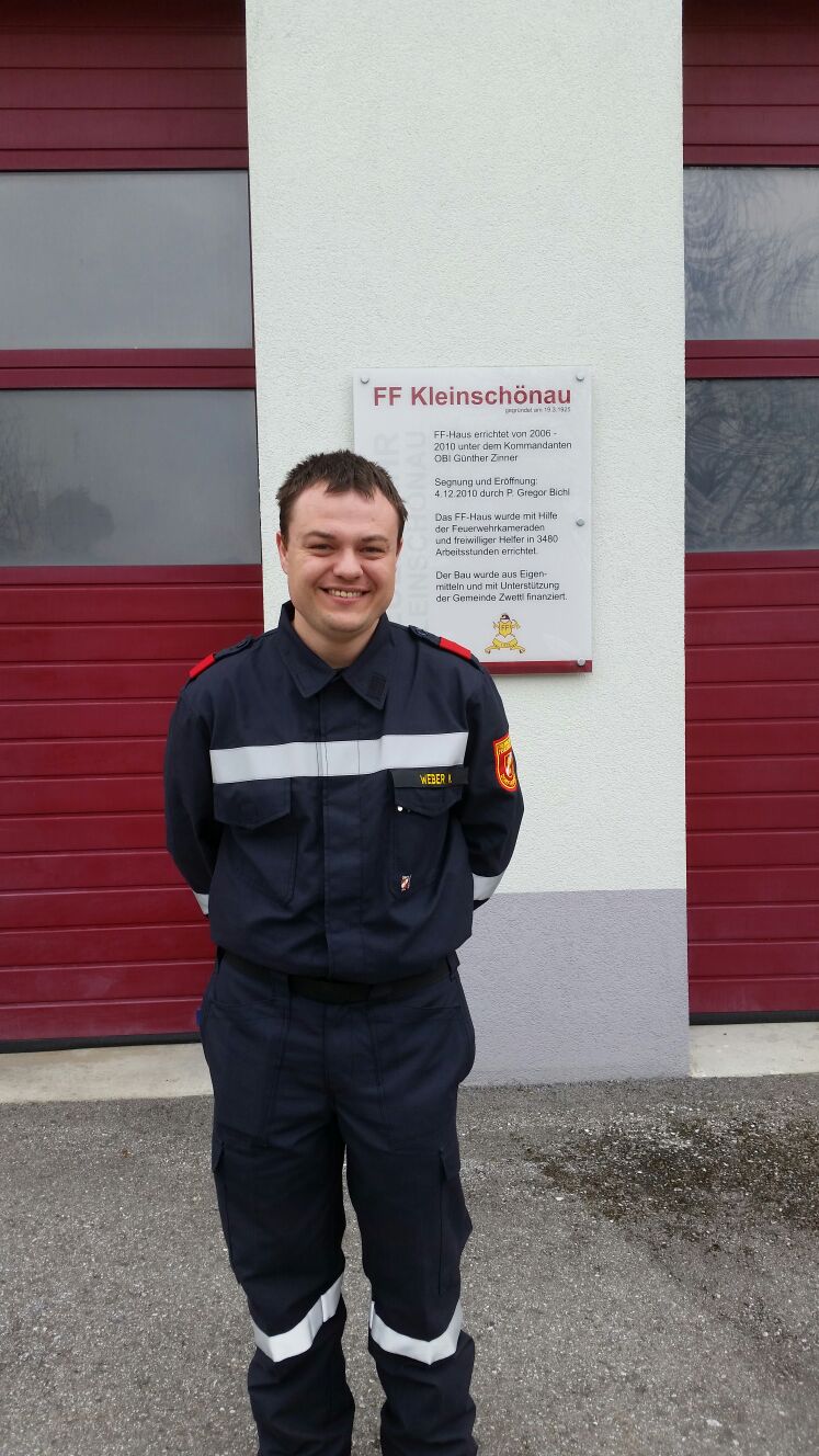 FM Martin Weber nach dem Abschlussmodul Truppmann in Kleinschönau. April 2017.
